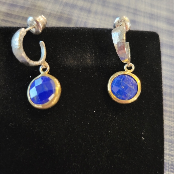 Gurhan sterling silver, gold vermeil lapis earrings - Picture 2 of 3